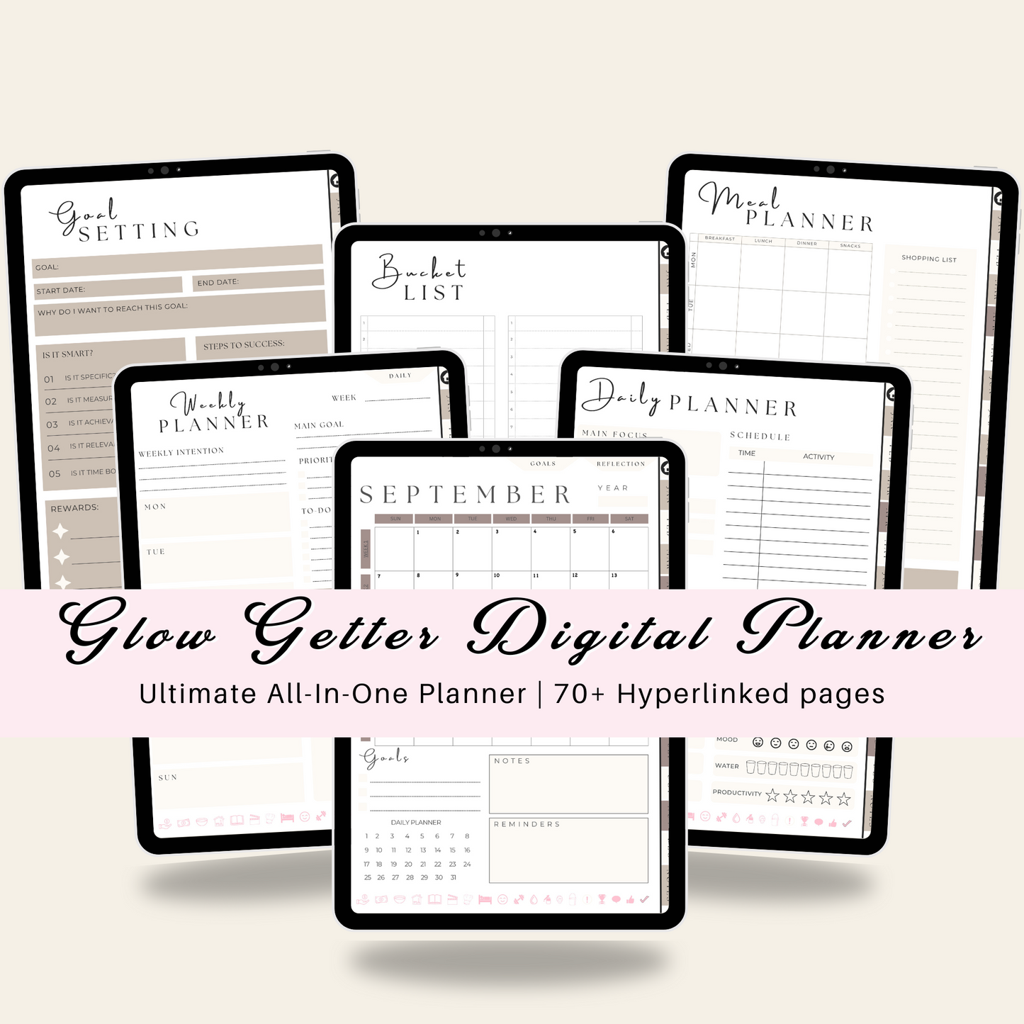 Glow Getter Digital Planner | Ultimate All-In-One Undated Planner